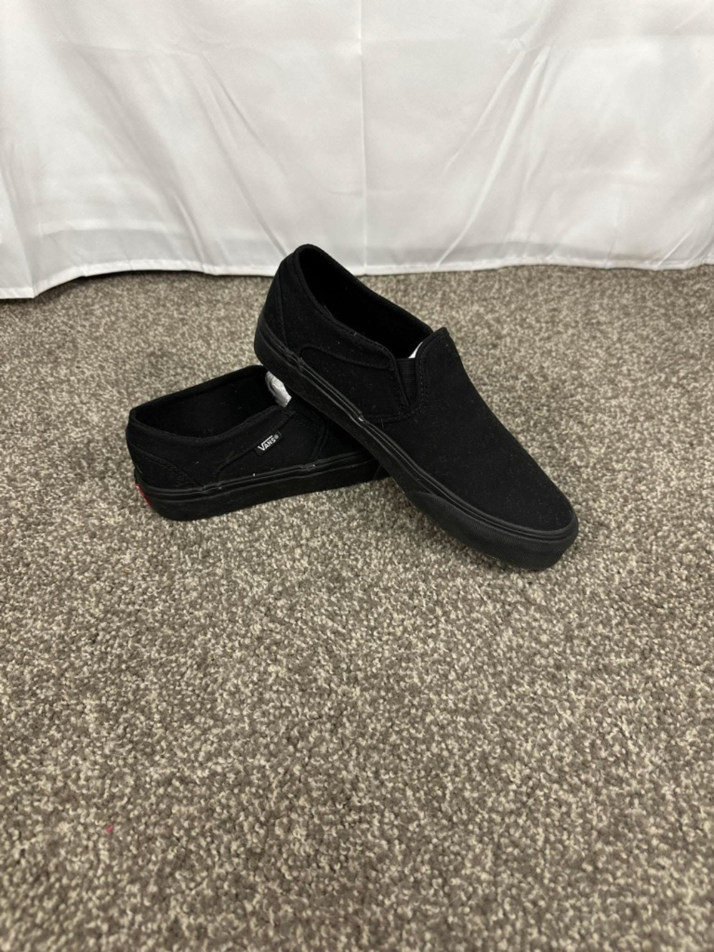 Vans Black Canvas Slip-On Loafers- Womens 8
